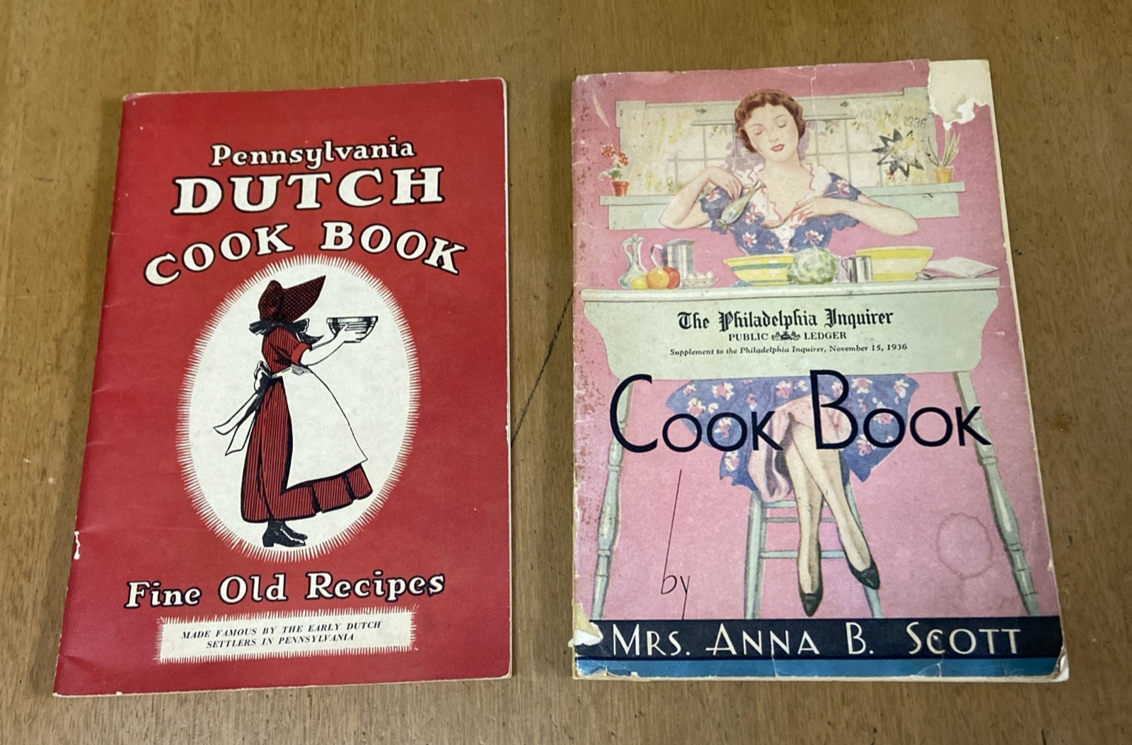 2 Vtg 1936 cookbooks Pennsylvania Dutch Fine Old Recipes & Philly Inquirer Cook